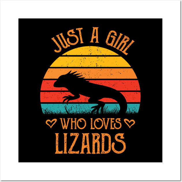 Bearded Dragon Just A Girl Who Loves Lizard Retro Wall Art by HenryClarkeFashion